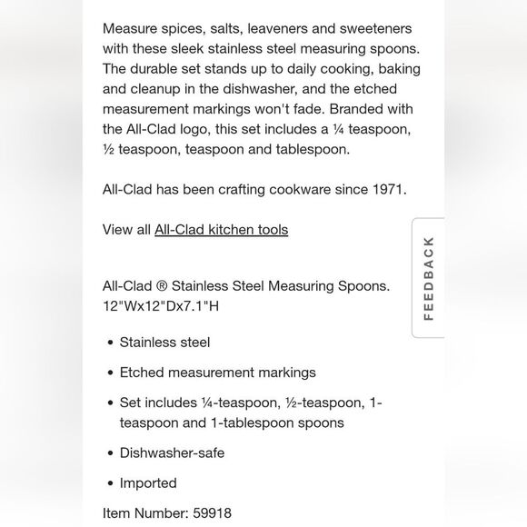 All-Clad Stainless Steel Measuring Spoon Set - Picture 3 of 4